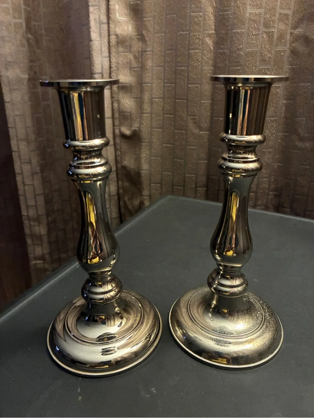 Vintage Gallery Originals Silver tone e candle Stick Holders 1984. 7 3/8
